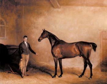 約翰 弗恩利 Mr Hogg's Claxton and a Groom in a Stable